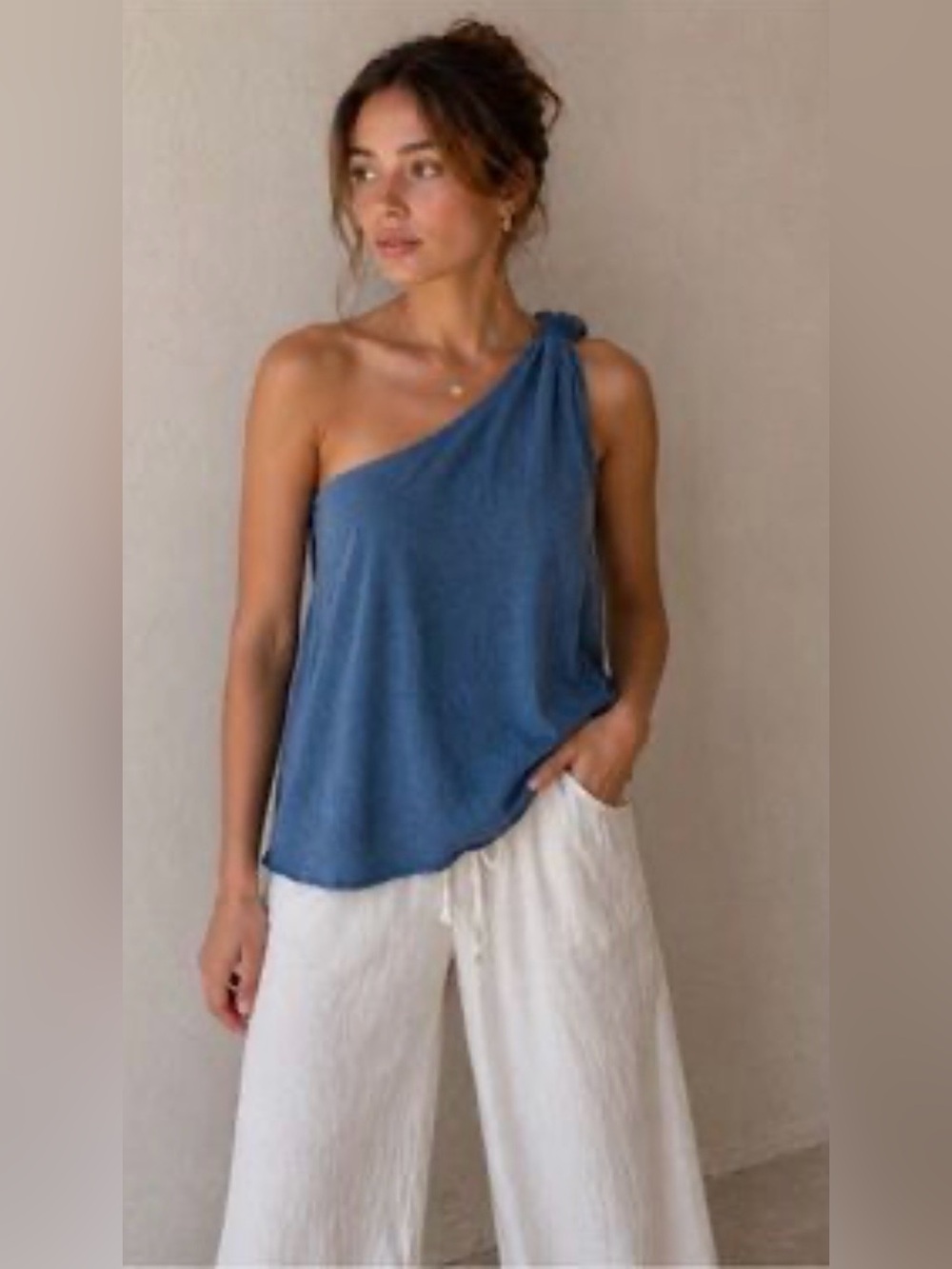 Unsubscribed NWOT One-Shoulder Blue Women's Tank Top Size S
